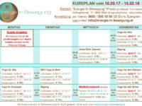 HERBST-Kursplan ist ONLINE …. Start: 18.09.2017