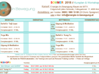 SOMMER-Kurs und Workshopplan ist ONLINE … Start: 09.07.2018