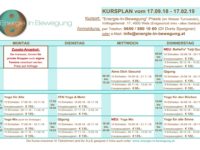 HERBST-Kursplan ist ONLINE …. Start: 17.09.2018