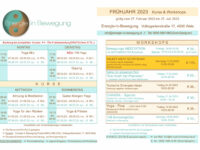 FRÜHJAHRS Kurse & Workshops …. Start 27.02.23